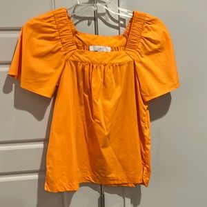 Loft flutter sleeve stretch cotton top